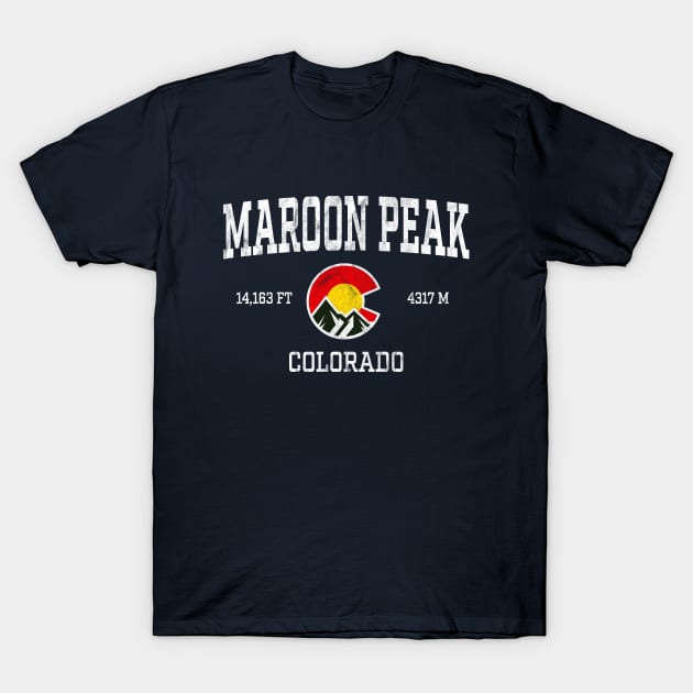 Maroon Peak Colorado 14ers Vintage Athletic Mountains T-Shirt by TGKelly